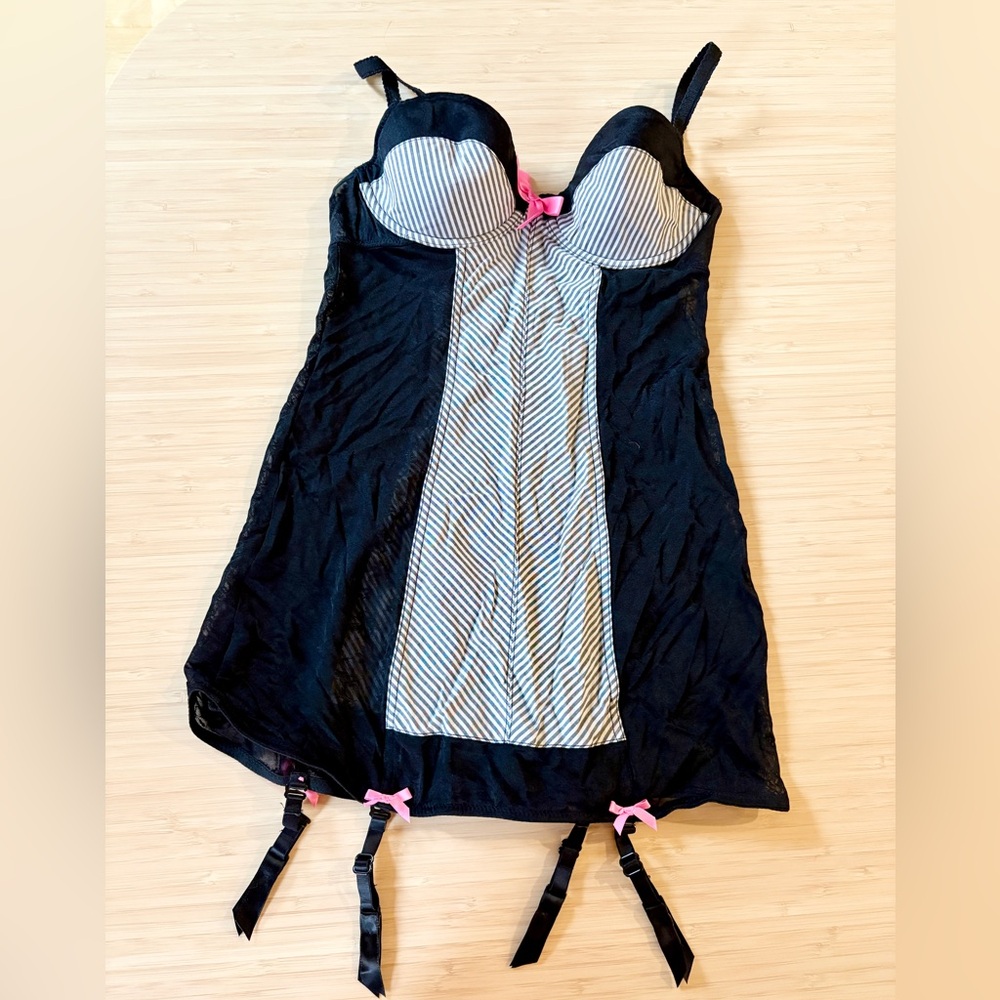 NWT- Victoria’s Secret Black and White Striped Lingerie